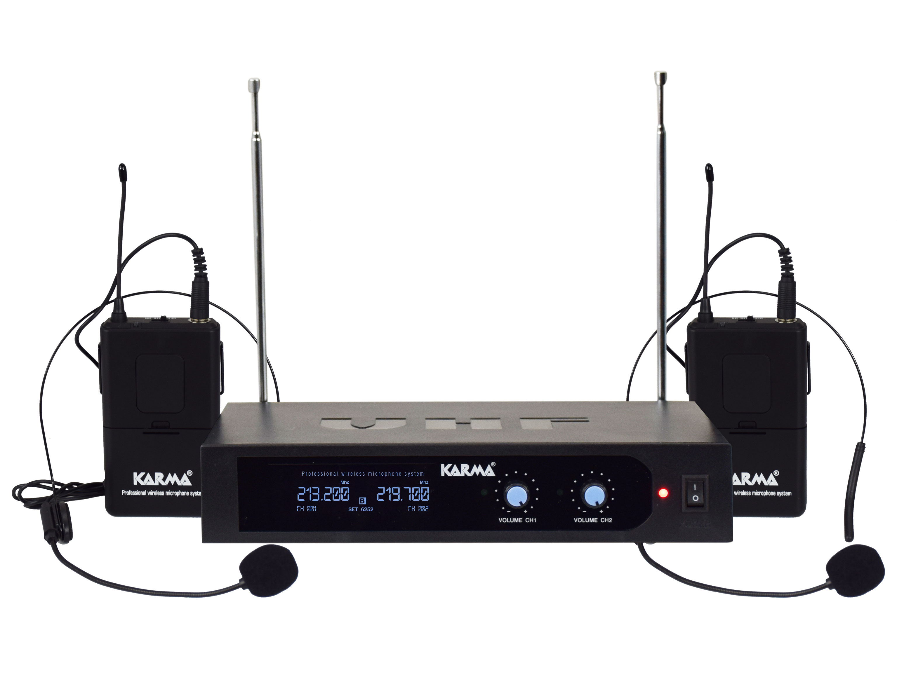 Karma-SET-6252LAV-B-Doppio-radiomicrofono-ad-archetto-VHF-sku-760002467