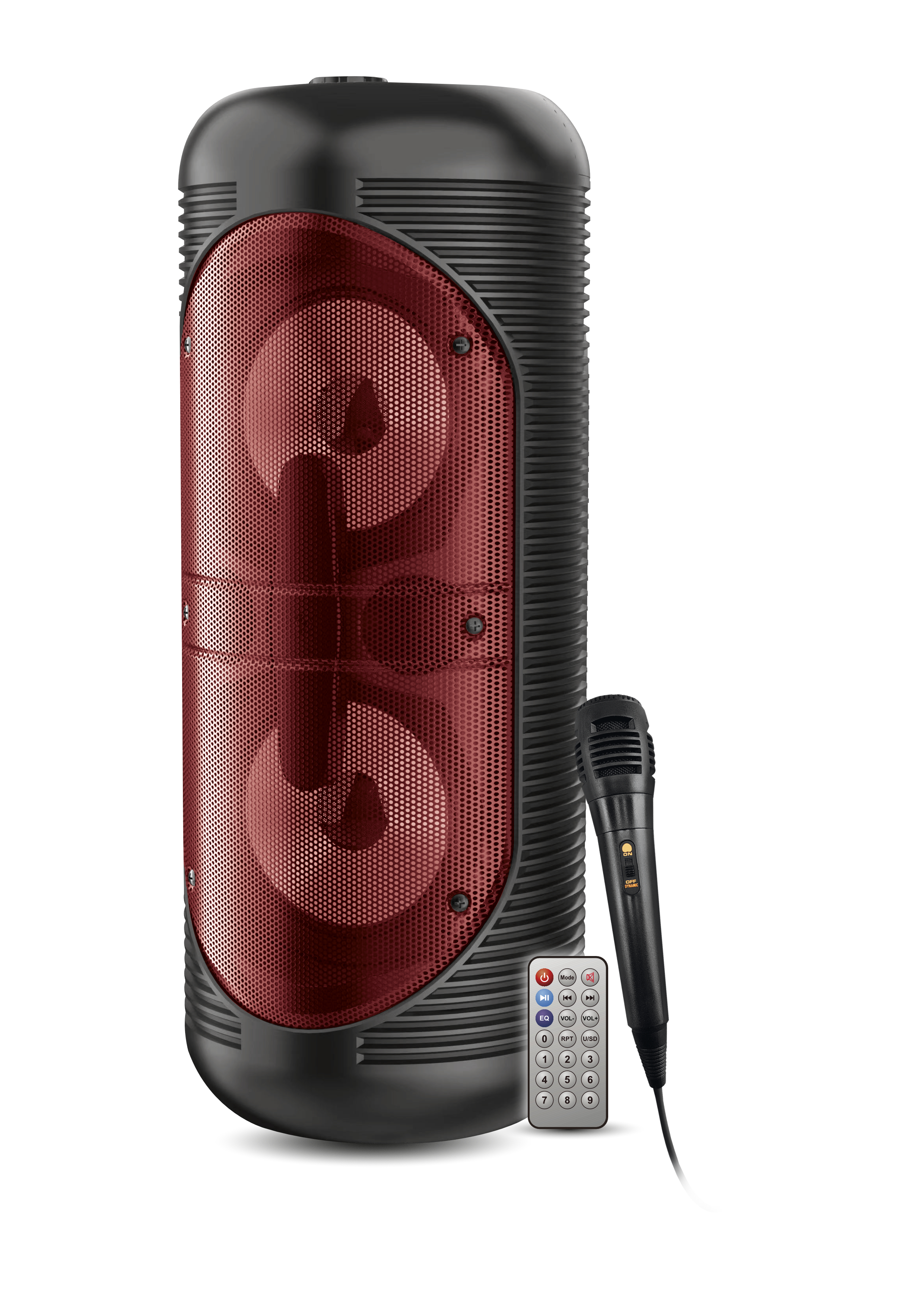 Cassa Amplificata HPS T252R 200W | Doppio Woofer Con Illuminazione | Bluetooth 5.0 E TWS | Batteria 2400mAh | Microfono E Telecomando Inclusi | Rosso
